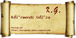 Körmendi Géza névjegykártya