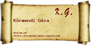 Körmendi Géza névjegykártya