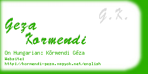 geza kormendi business card