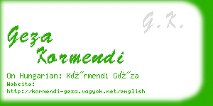 geza kormendi business card